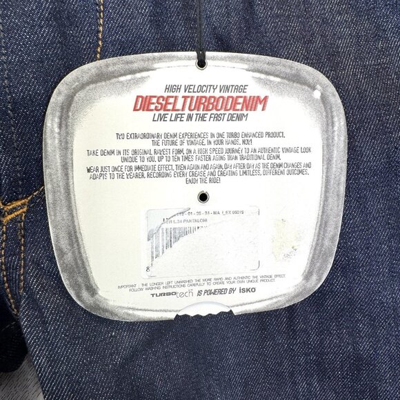 Diesel Jeans Mens 36x34 Turbo Koolter Regular Slim Tapered Raw Button Fly NEW - Picture 4 of 13